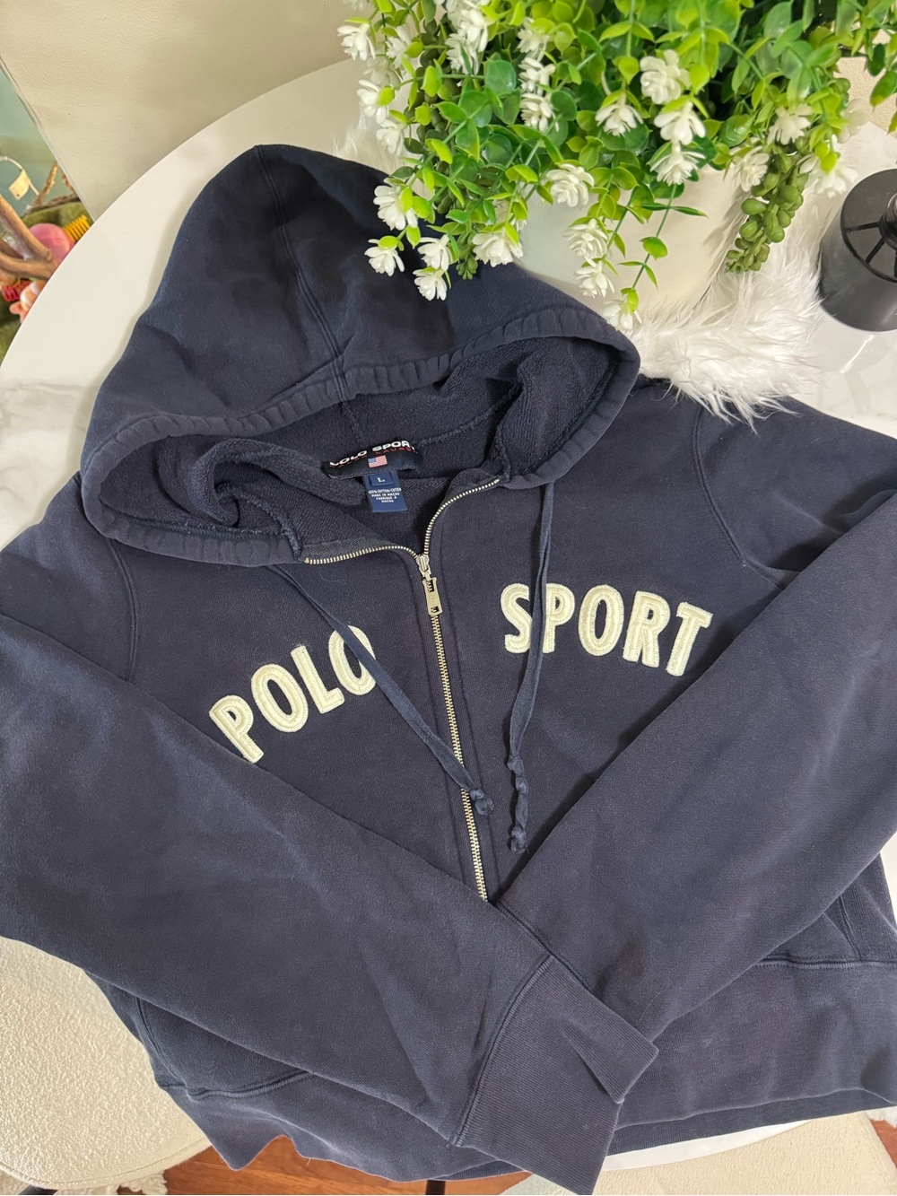 Vintage Y2K Polo Sport Ralph Lauren Full Zip Hoodie Navy Youth L